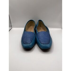Enzo Angiolini Blue Leather Loafers Flats Women's Size 8M Made in Brazil Shoes